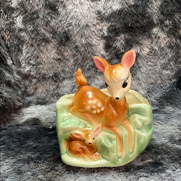Vintage Deer Ceramic Planter - Green and Brown - Picture 1 of 16